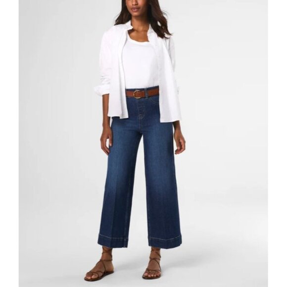 SPANX Pants - Spanx Cropped Wide-Leg Jeans High-Rise Authentic Blue Size M Stretch Womens NEW